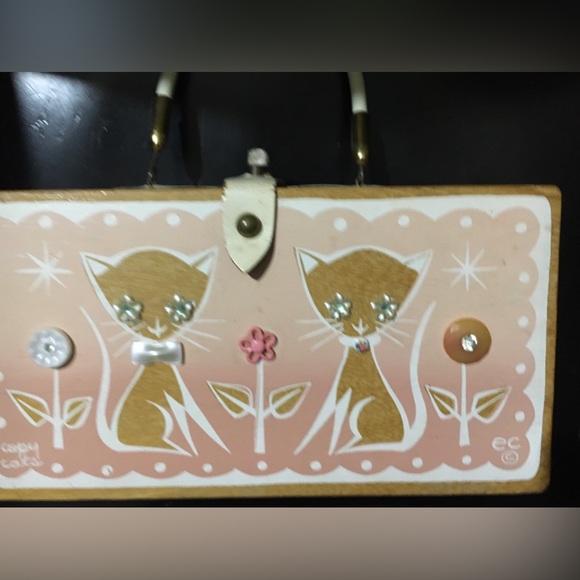 Vintage Enid Collins PINK “Copy Cat” Wooden box bag. CHECK MEOWT!! - Picture 7 of 15
